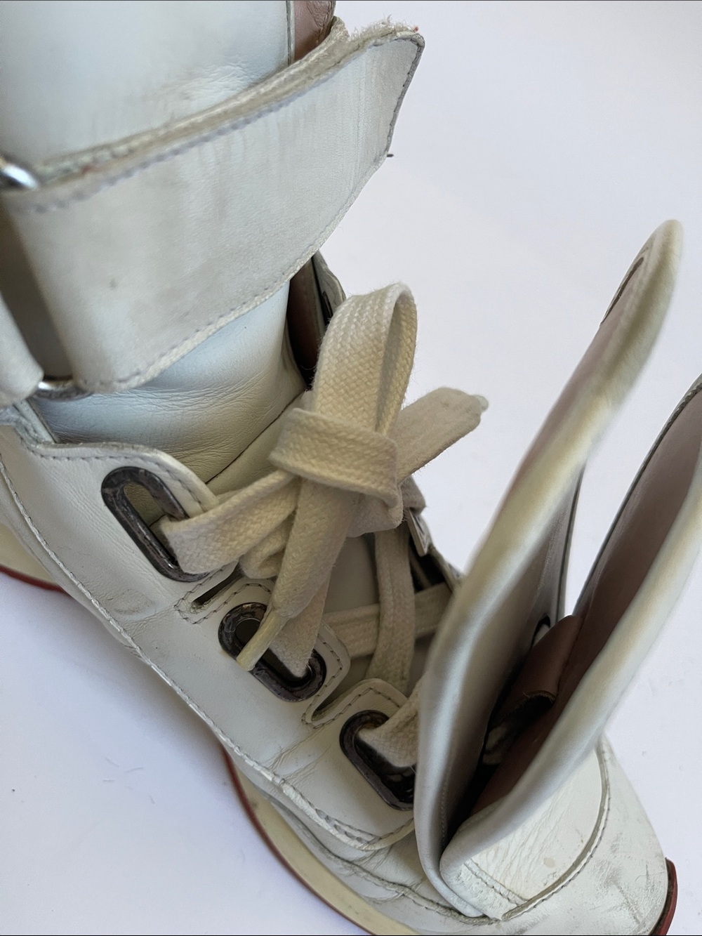 Vivienne Westwood White Leather 3 Tongue High Top Sneakers Top Strap US 7 SS16